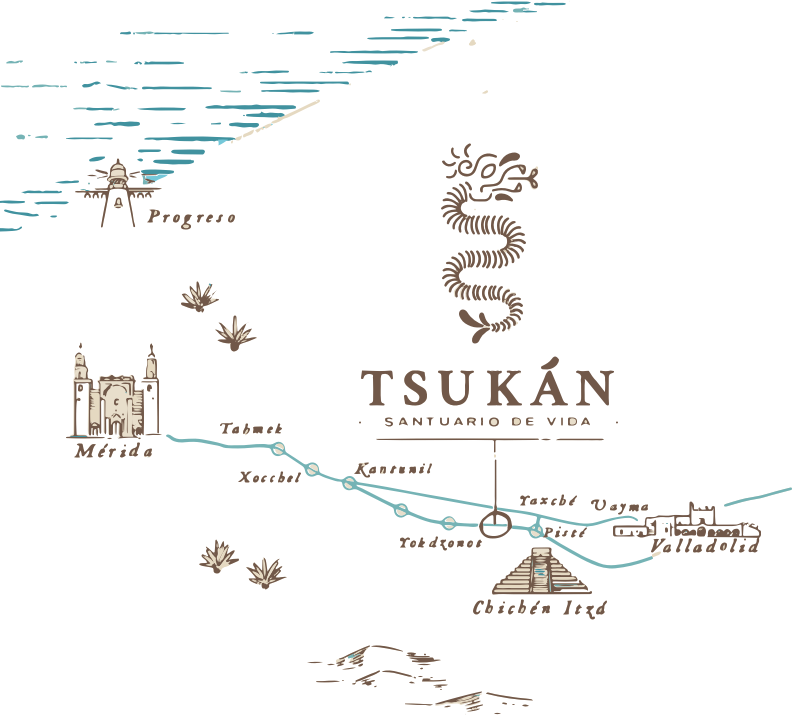 Tsukan Santuario ubicacion mapa de ubicación progreso merida chichen itza valladolid Yokdzonot piste uayma yaxche tahmek xocchel kantunil cenote maya restaurante